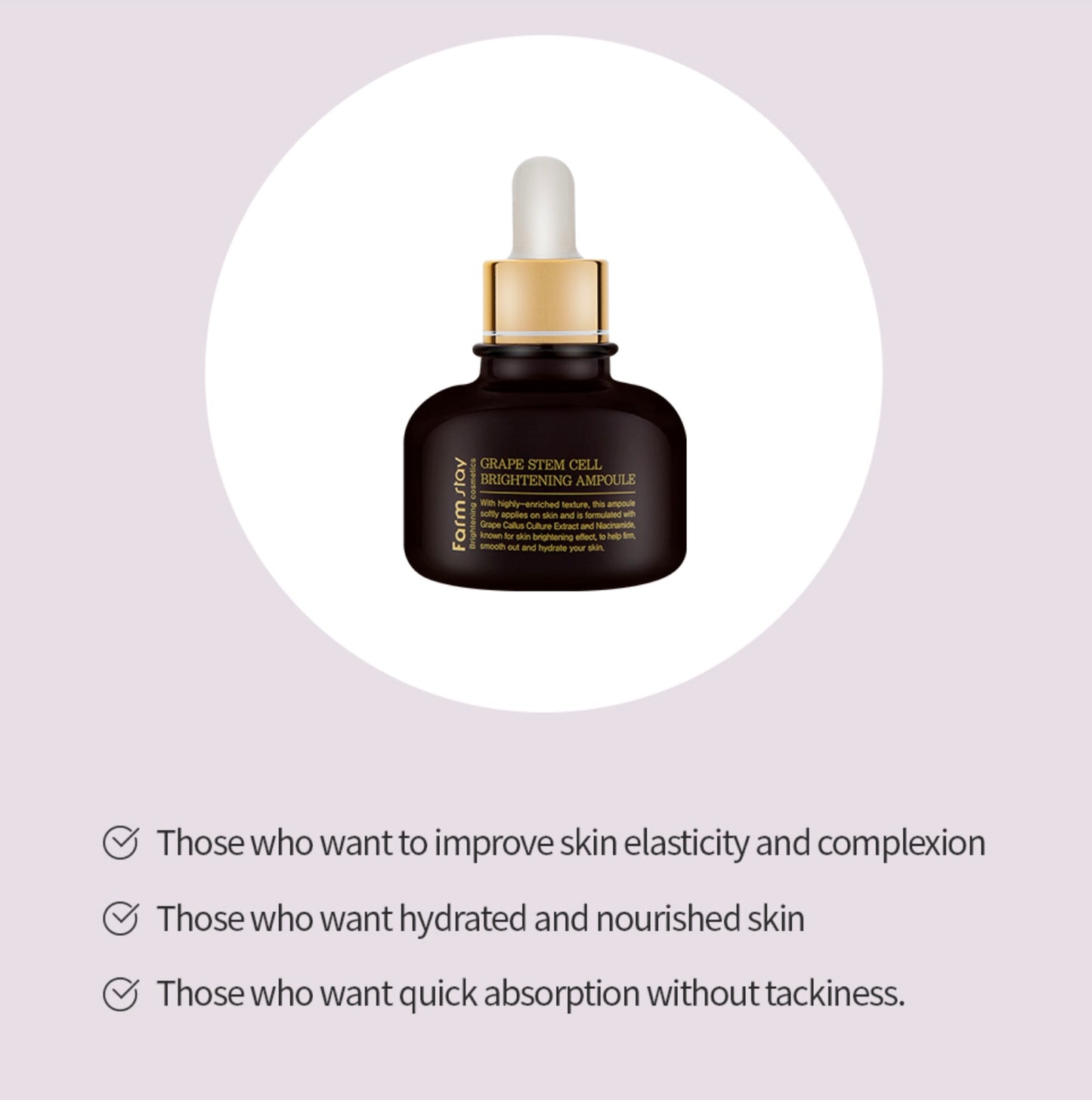 FARMSTAY GRAPE STEM CELL WHITENING BRIGHTENING GLOW AMPULE 30ML